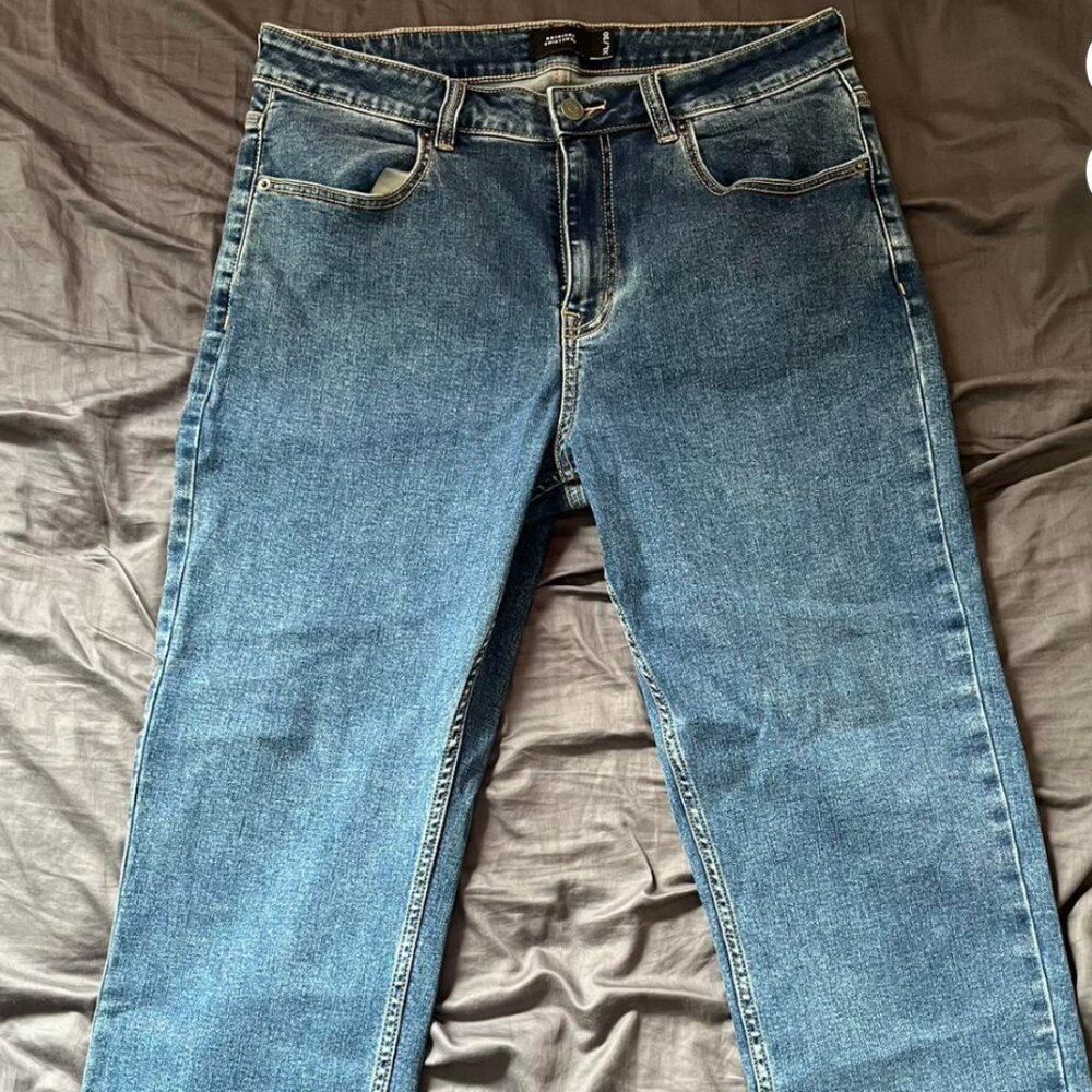 Nothings Something STRAIGHT STRETCH JEANS - Mid Blue - XL 36-37" Mens